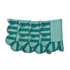 Misette Jardin Embroidered Linen Scalloped Stripe Napkins with Color Backing in Green (Set of 4)