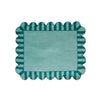 Misette Jardin Embroidered Linen Scalloped Stripe Placemats with Color Backing in Green (Set of 4)