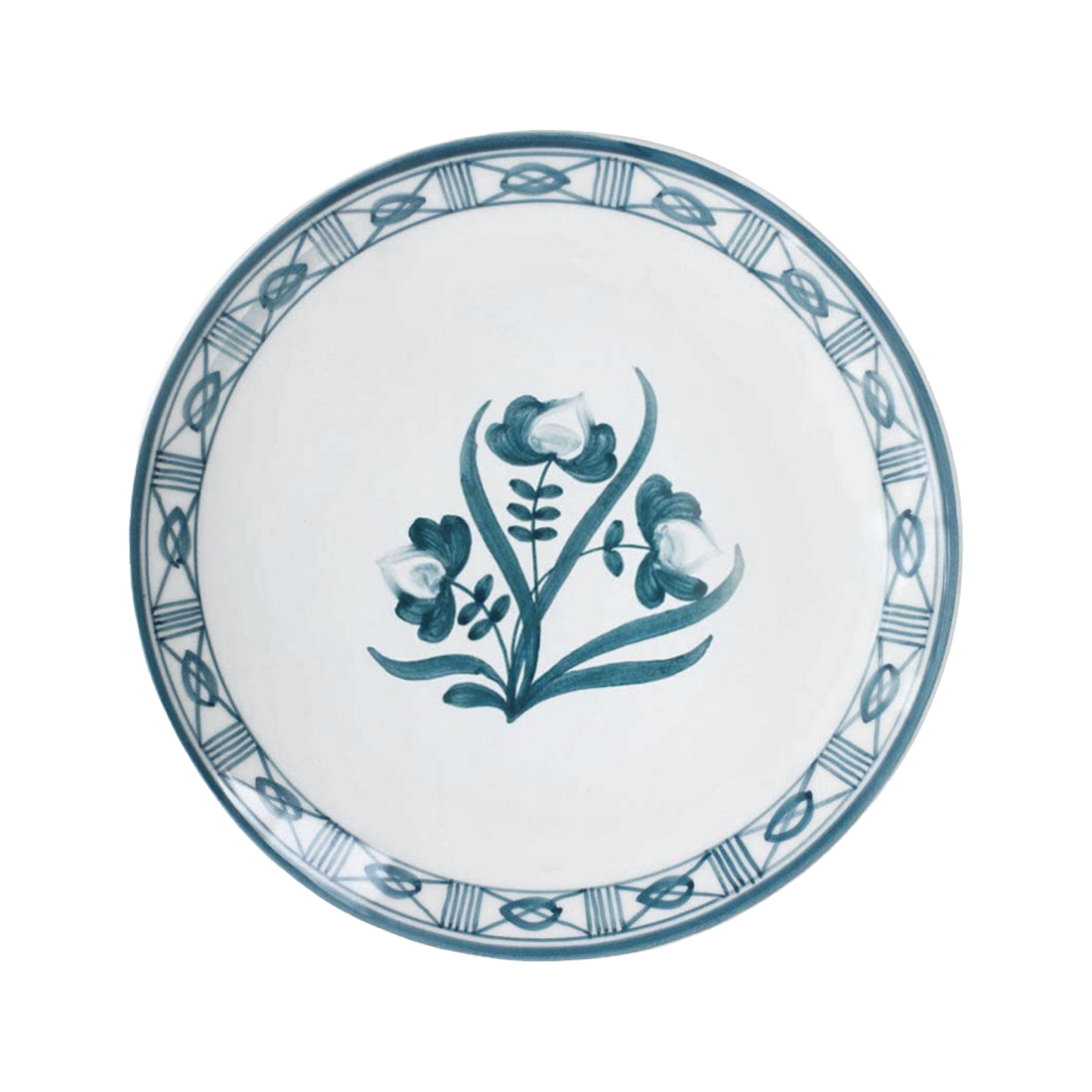 Lisbon Dinner Plate with Floral Center and Filigree Rim ~ hand painted
