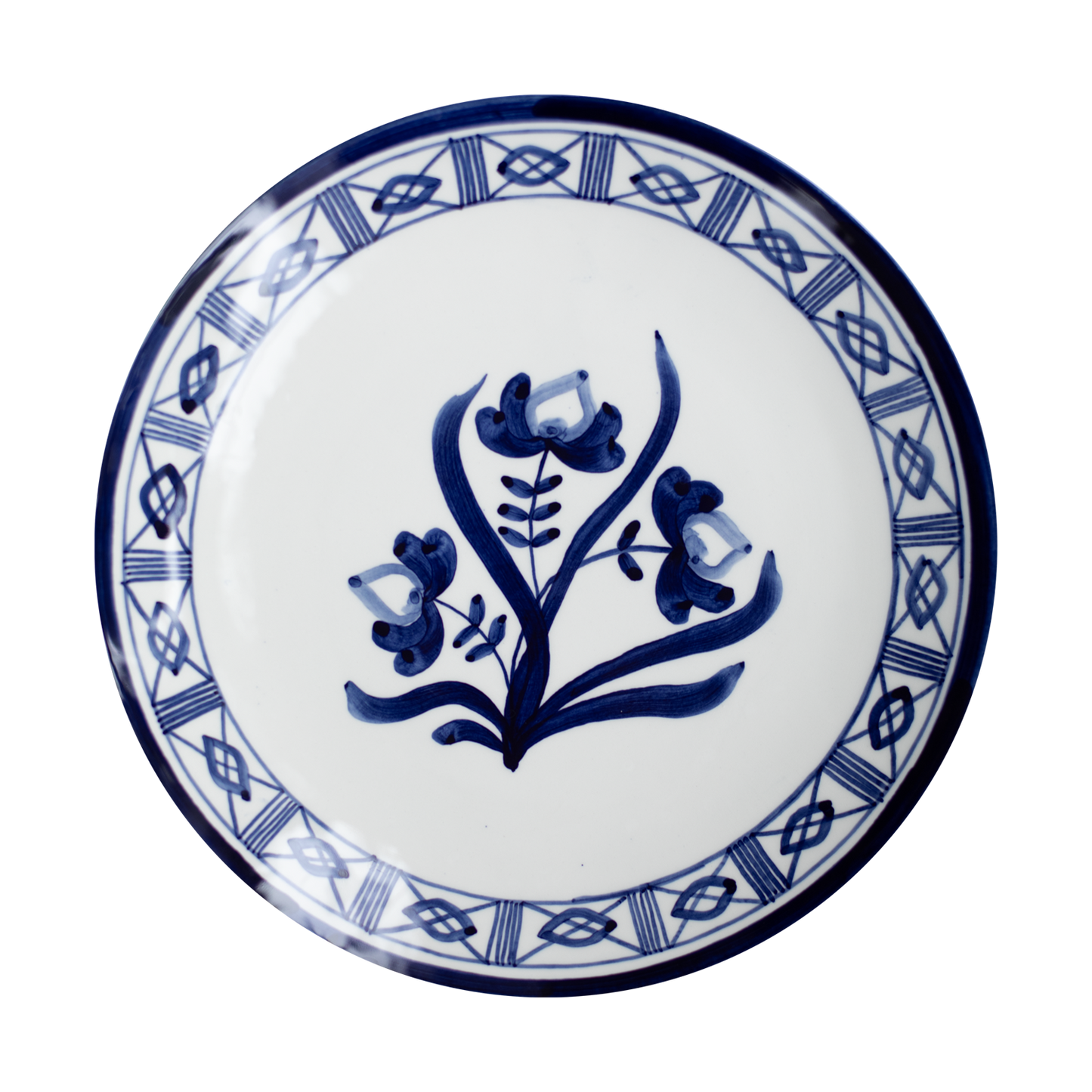 Lisbon Dinner Plate with Floral Center and Filigree Rim ~ hand painted