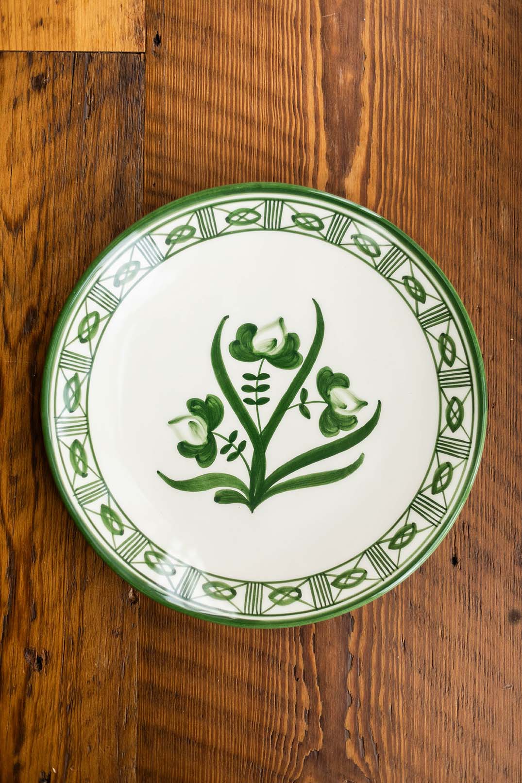 Lisbon Dinner Plate with Floral Center and Filigree Rim ~ hand painted