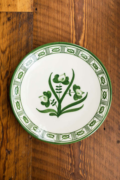 Lisbon Dinner Plate with Floral Center and Filigree Rim ~ hand painted