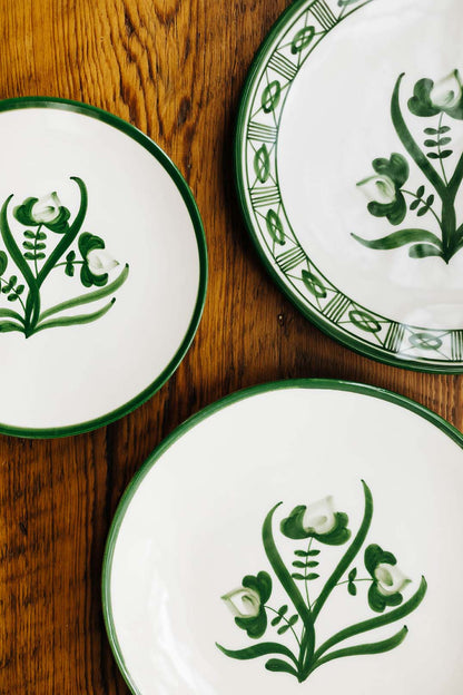 Lisbon Dinner Plate with Floral Center and Filigree Rim ~ hand painted