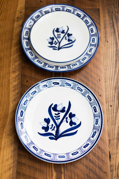 Lisbon Dinner Plate with Floral Center and Filigree Rim ~ hand painted