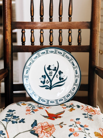 Lisbon Dinner Plate with Floral Center and Filigree Rim ~ hand painted