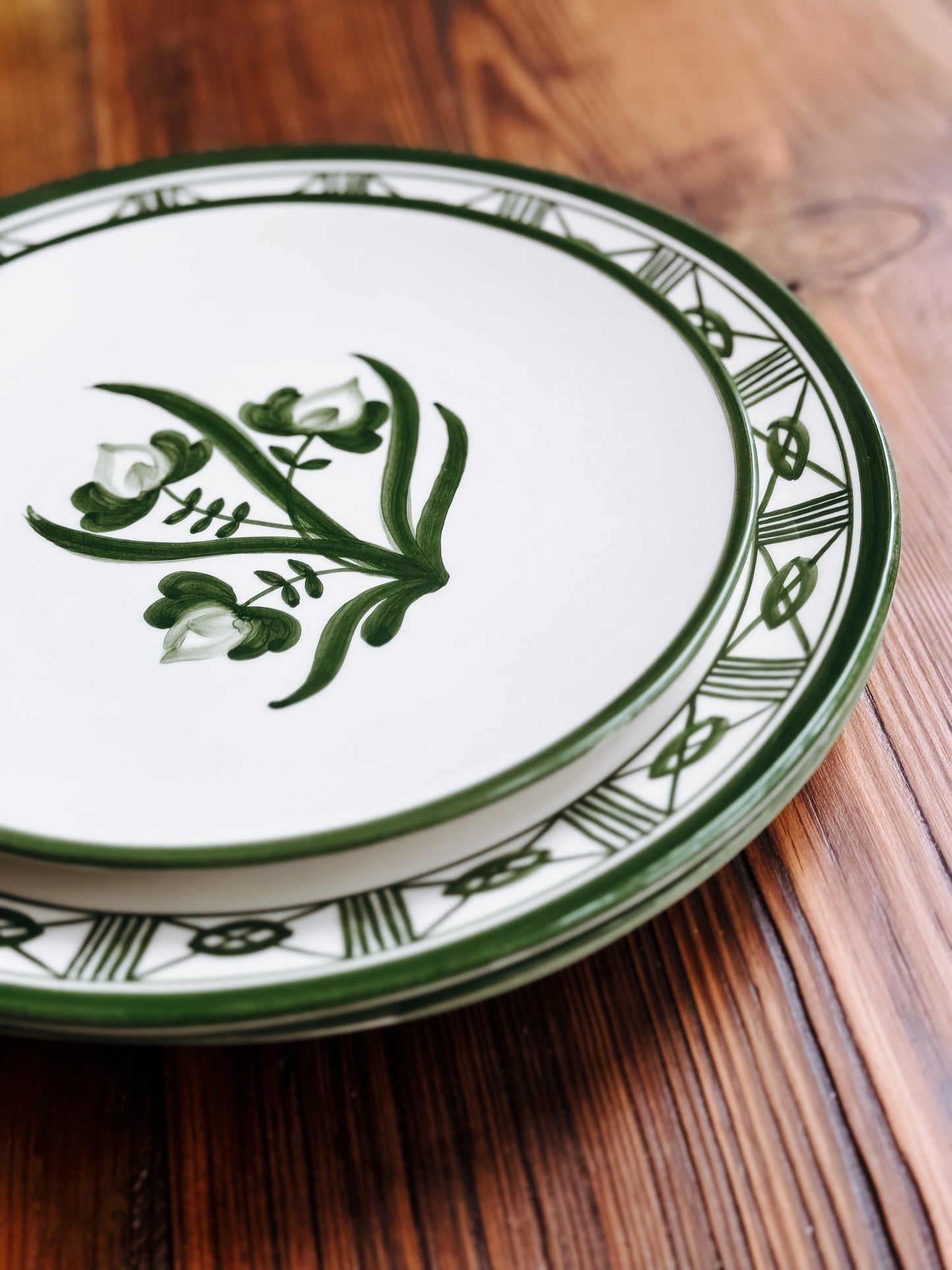 Lisbon Dinner Plate with Floral Center and Filigree Rim ~ hand painted