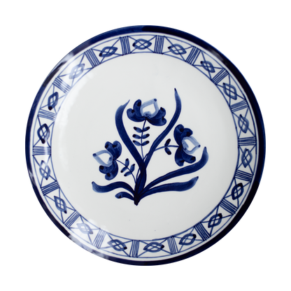 Lisbon Dinner Plate with Floral Center and Filigree Rim ~ hand painted